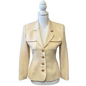 Vintage Wool Blazer Made in USA Blazer Business Suit Cream Petite Sz 2 Like New